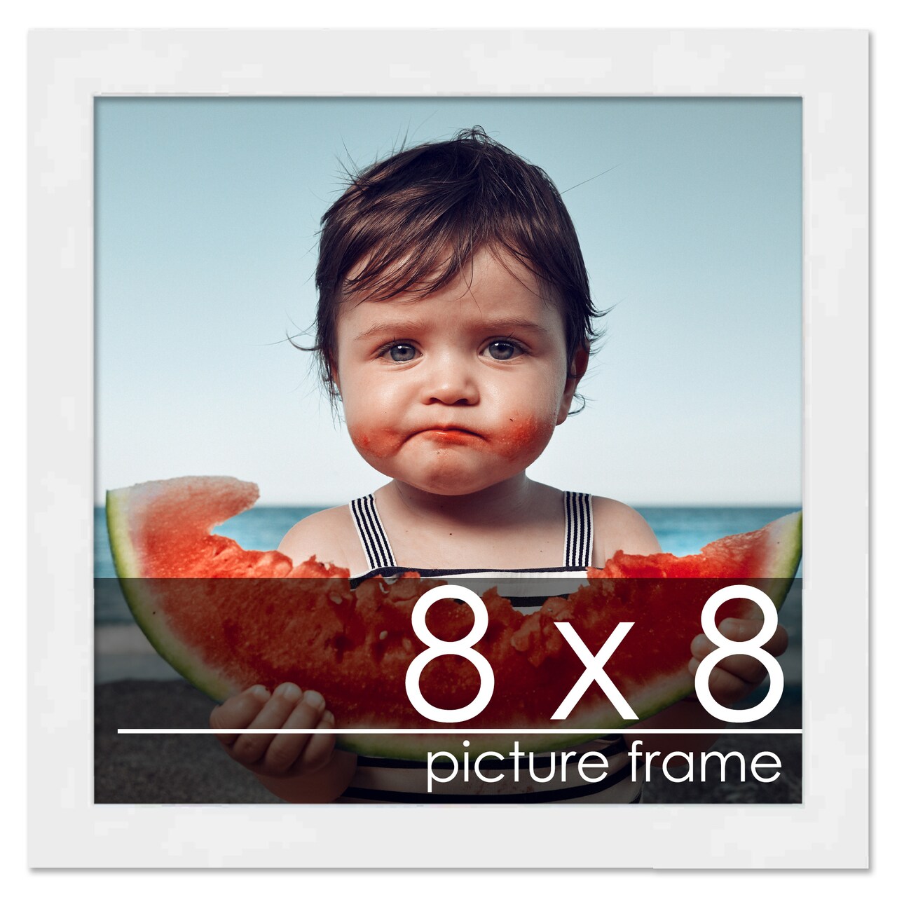 Square Classic Modern White Picture Frame - UV Acrylic, Foam Board Backing, Hanging Hardware